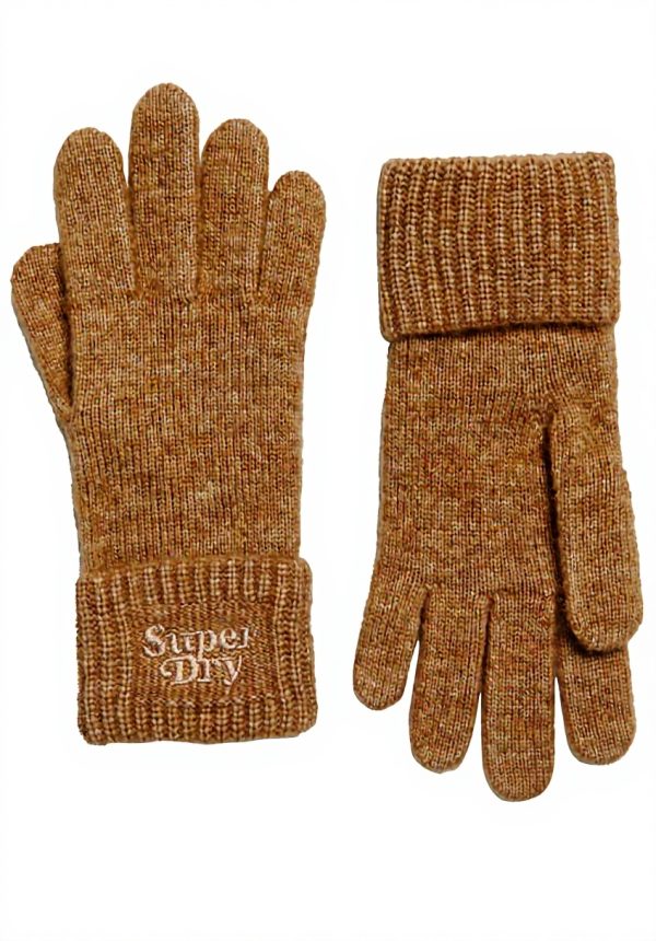 Superdry Damen Handschuhe gerippte Strick geröstetes