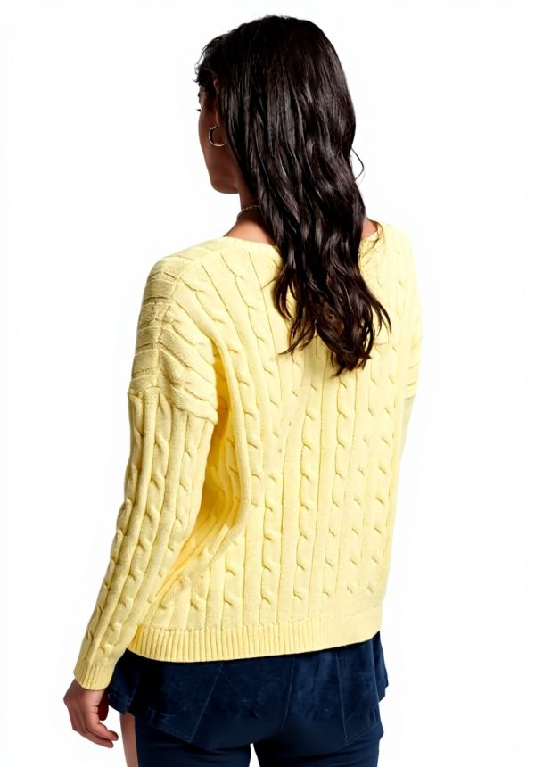 Superdry Damen Kapuzenpullover V-Ausschnitt Zopfmuster