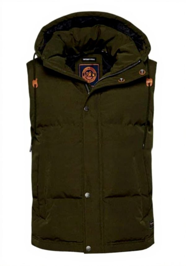 Superdry Herren Everest Steppweste Kapuze schmale Passform