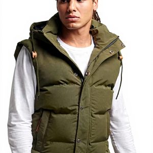 Superdry Herren Everest Steppweste Kapuze schmale Passform