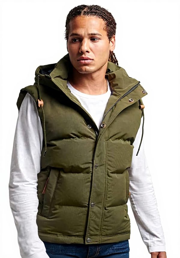 Superdry Herren Everest Steppweste Kapuze schmale Passform