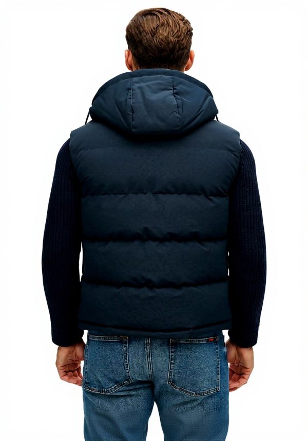 Superdry Herren Steppweste Kapuze finster marineblau