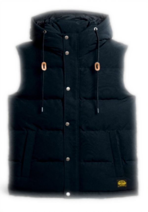 Superdry Herren Steppweste Kapuze finster marineblau