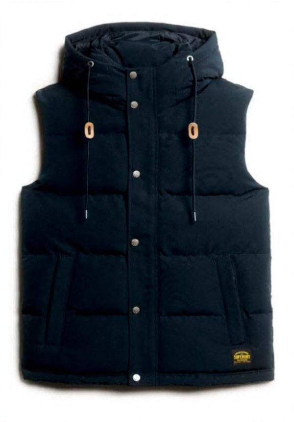 Superdry Herren Steppweste Kapuze finster marineblau