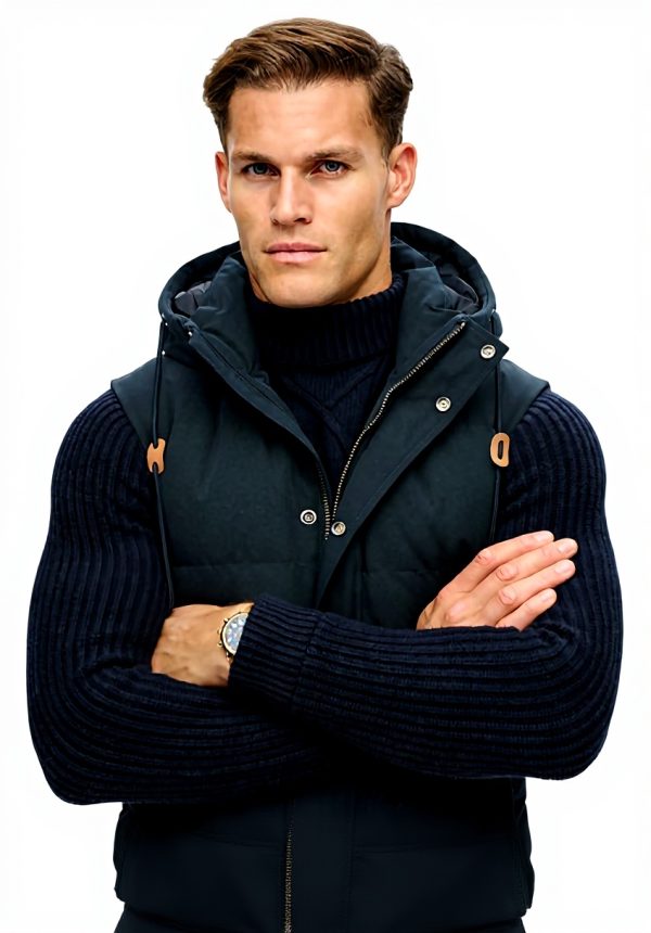 Superdry Herren Steppweste Kapuze finster marineblau