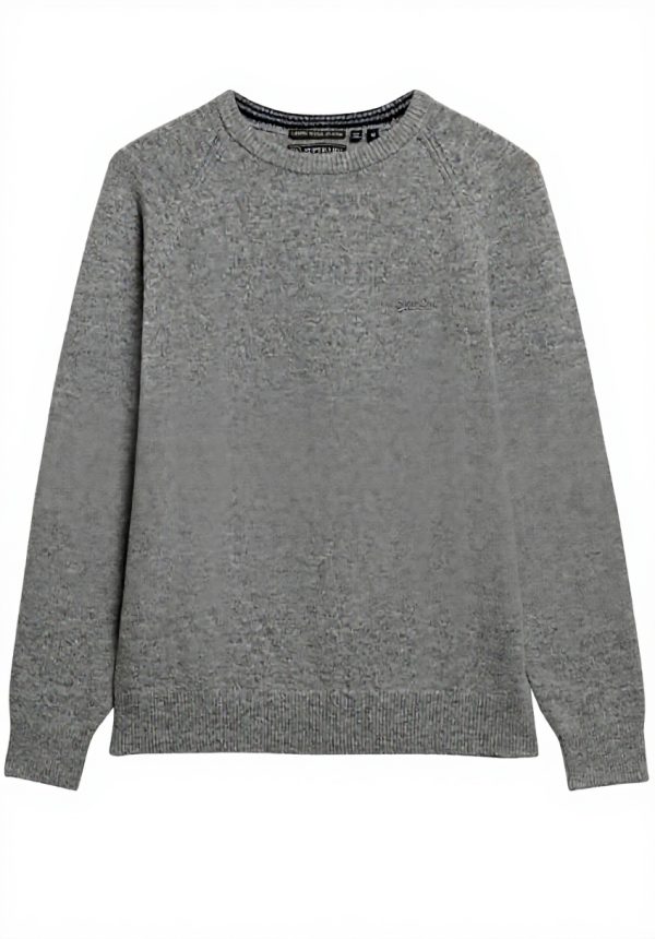 Superdry Herren Pullover Wollmischung Hellgrau Meliert