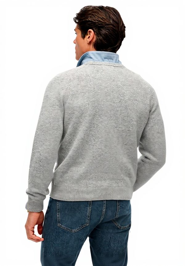 Superdry Herren Pullover Wollmischung Hellgrau Meliert