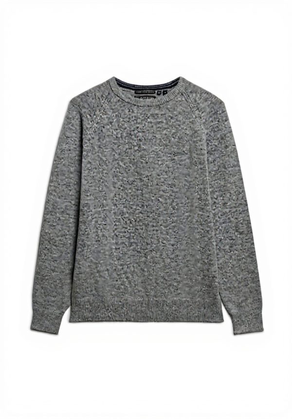 Superdry Herren Pullover Wollmischung Hellgrau Meliert