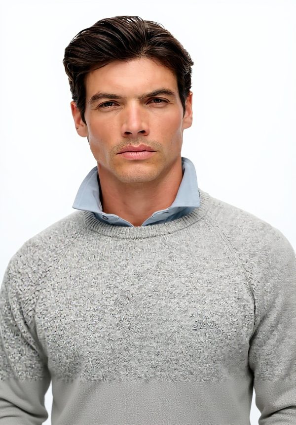 Superdry Herren Pullover Wollmischung Hellgrau Meliert