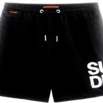 Superdry Badeshorts Herren lässige Passform Logo Schwarz