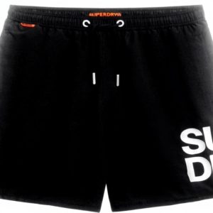 Superdry Badeshorts Herren lässige Passform Logo Schwarz