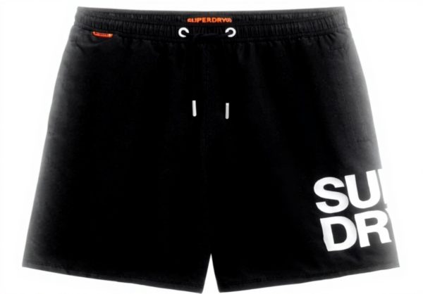 Superdry Badeshorts Herren lässige Passform Logo Schwarz