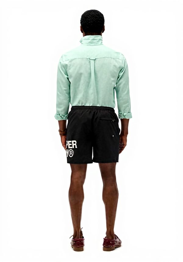 Superdry Badeshorts Herren lässige Passform Logo Schwarz