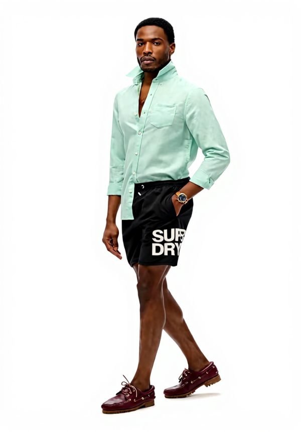 Superdry Badeshorts Herren lässige Passform Logo Schwarz