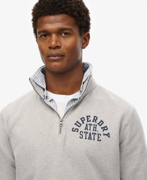 Superdry Unisex Sweatshirt Halbzip Grau Marl Athletic-2