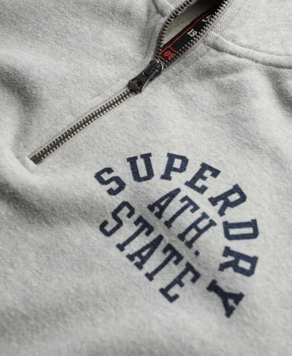 Superdry Unisex Sweatshirt Halbzip Grau Marl Athletic-4