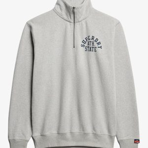 Superdry Unisex Sweatshirt Halbzip Grau Marl Athletic-0