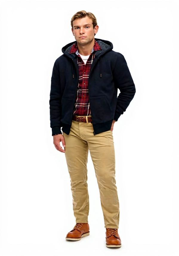 Superdry Herren Kapuzenpullover Borg gefüttert Marineblau XL