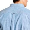 Superdry Herrenhemd Indigoblau Chambray Oxford Knopfleiste