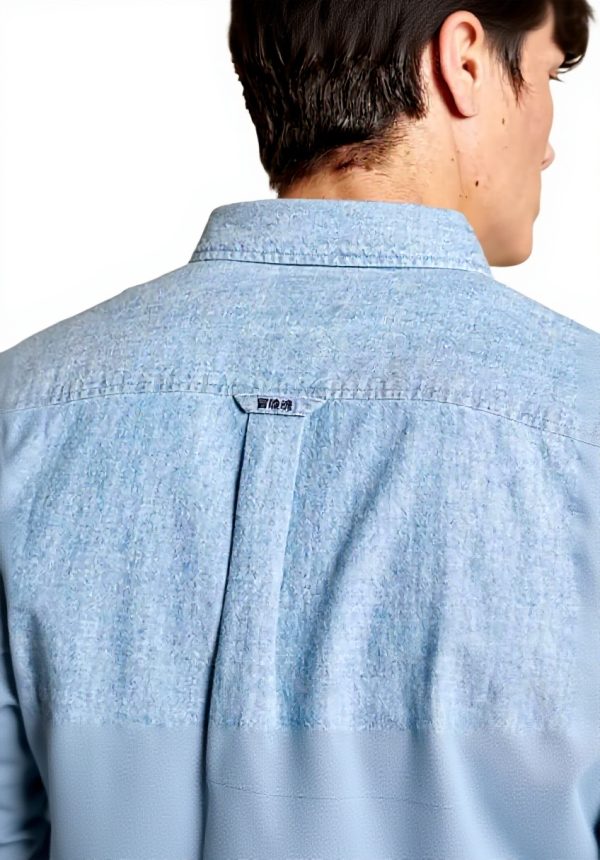 Superdry Herrenhemd Indigoblau Chambray Oxford Knopfleiste
