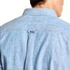 Superdry Herrenhemd Indigoblau Chambray Oxford Knopfleiste
