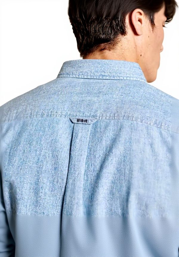 Superdry Herrenhemd Indigoblau Chambray Oxford Knopfleiste