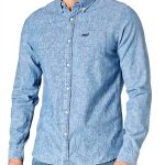 Superdry Herrenhemd Indigoblau Chambray Oxford Knopfleiste