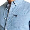 Superdry Herrenhemd Indigoblau Chambray Oxford Knopfleiste