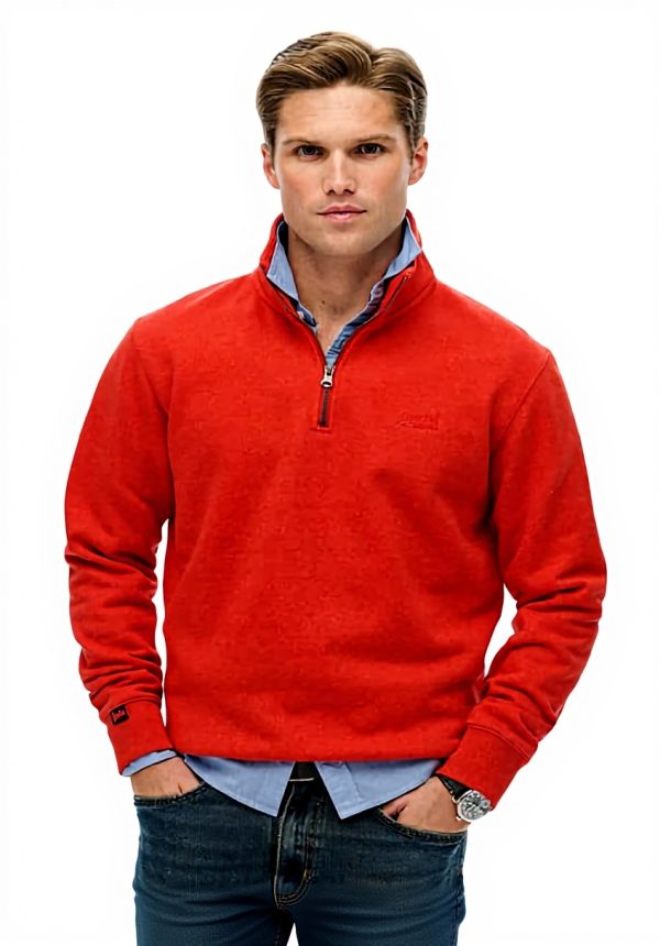 Superdry Herren Sweatshirt Halbreißverschluss Logo schmale