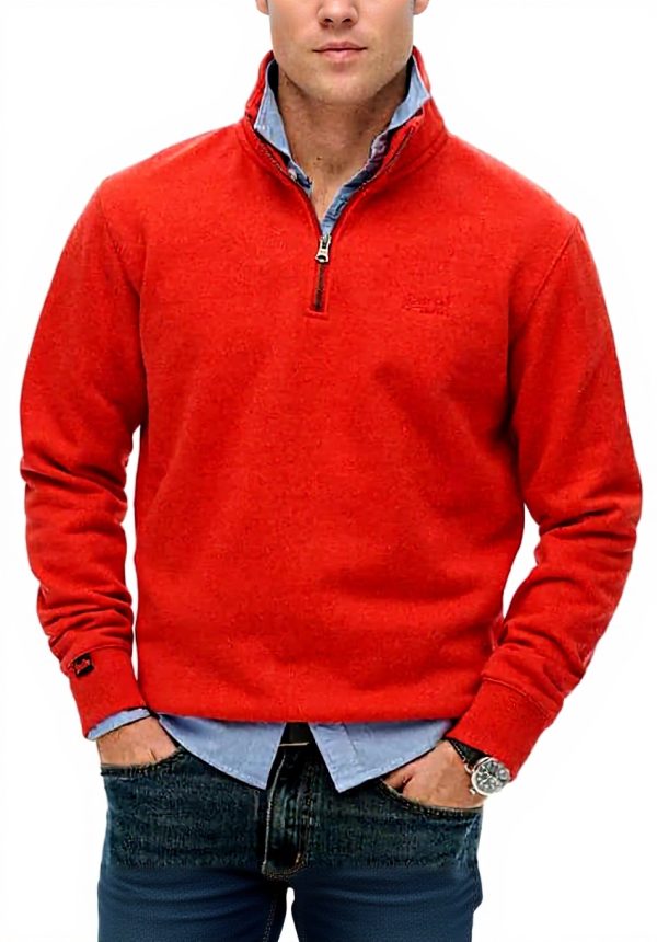 Superdry Herren Sweatshirt Halbreißverschluss Logo schmale