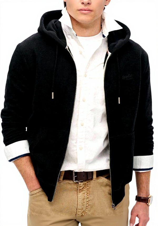 Superdry Herren Kapuzenpullover Baumwolle Recycelt Schwarz
