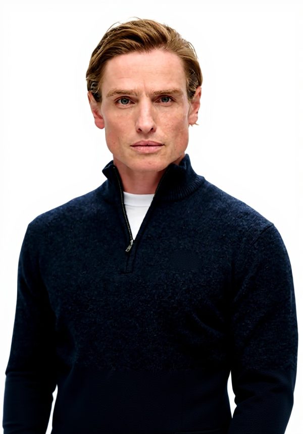 Superdry Herren Pullover Halbreißverschluss Strickpullover