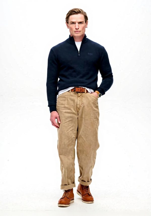 Superdry Herren Pullover Halbreißverschluss Strickpullover