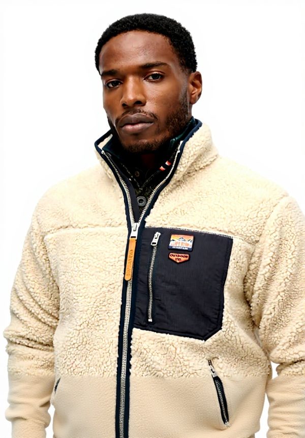 Superdry Herren Vintage Retro Borg Fleecejacke lockere