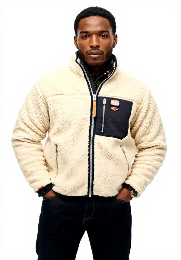 Superdry Herren Vintage Retro Borg Fleecejacke lockere