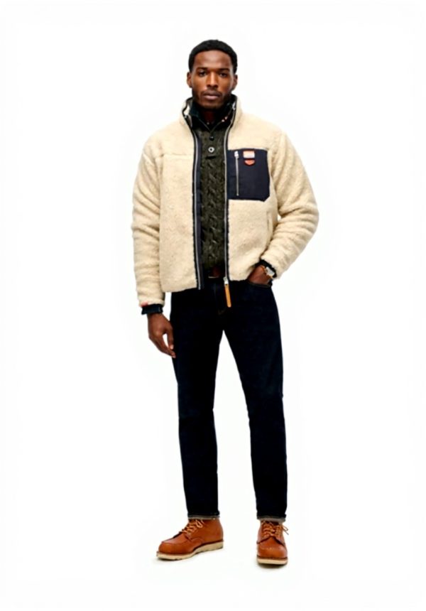 Superdry Herren Vintage Retro Borg Fleecejacke lockere