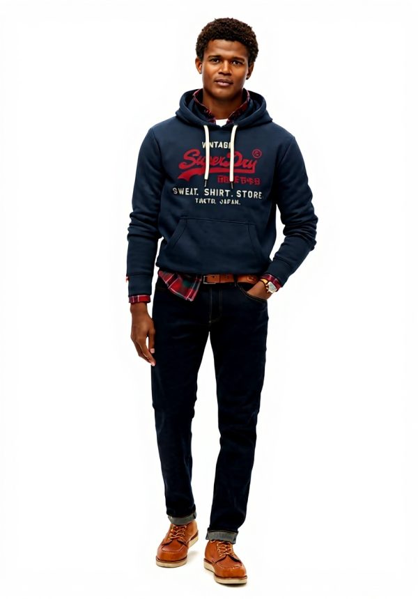 Superdry Herren Hoodie Relaxed Fit Kapuze Grafik Vintage