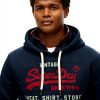 Superdry Herren Hoodie Relaxed Fit Kapuze Grafik Vintage
