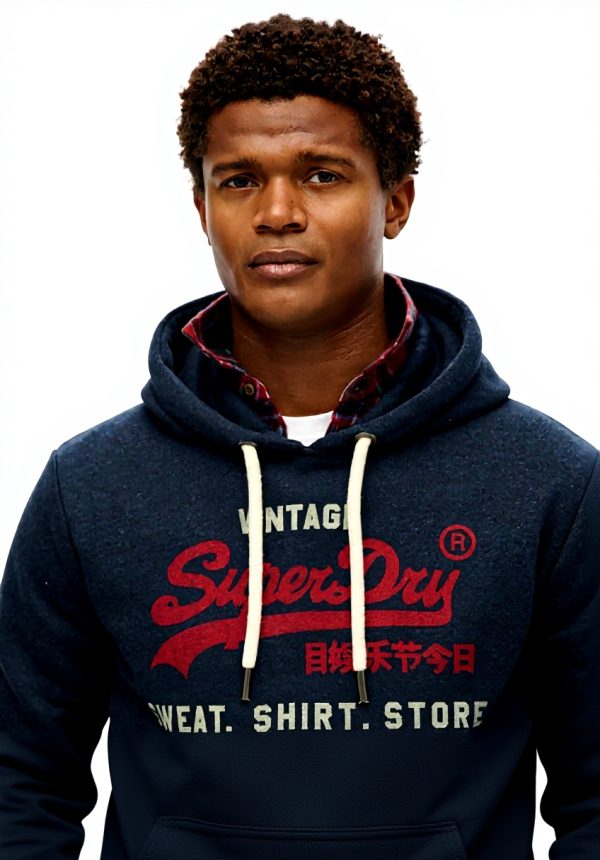 Superdry Herren Hoodie Relaxed Fit Kapuze Grafik Vintage