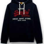 Superdry Herren Hoodie Relaxed Fit Kapuze Grafik Vintage