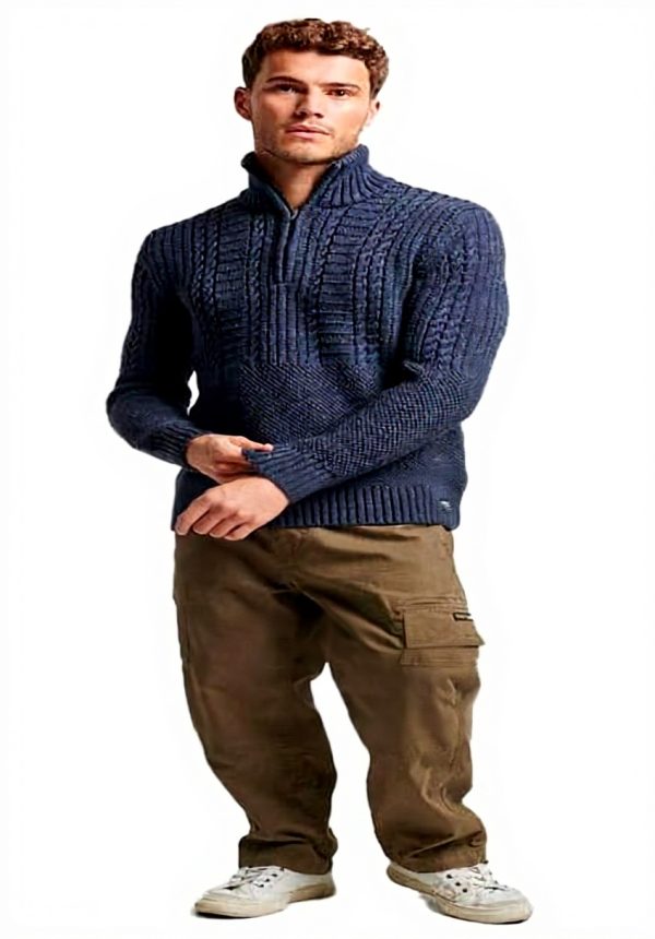 Superdry Vintage Jacob Henley Pullover Herren Indigo