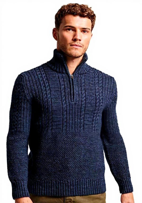 Superdry Vintage Jacob Henley Pullover Herren Indigo