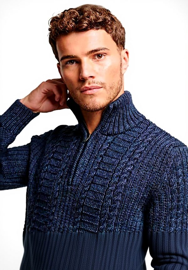 Superdry Vintage Jacob Henley Pullover Herren Indigo