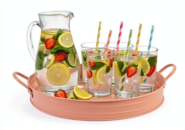 RiloStore Metall Tablett Blush Dekoration Servieren Griffe-1