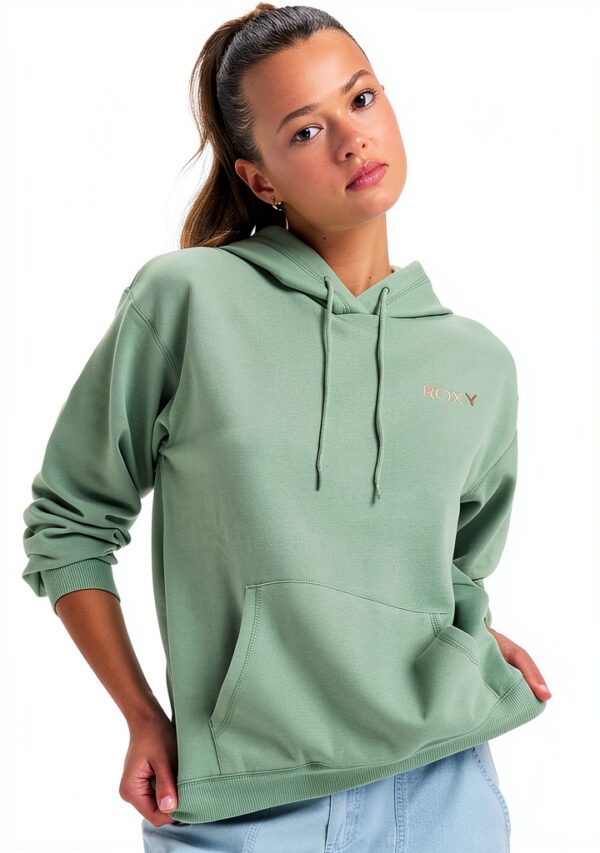 Roxy Damen Fleece Kapuzenpullover warm bequem Grün Egret-0