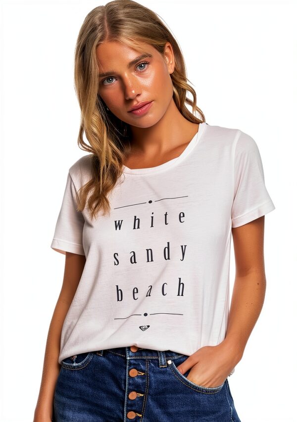 Roxy Damen T-Shirt Regular Fit verdrehter Kragen Siebdruck-0