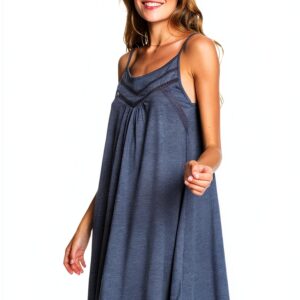 Roxy Damenkleid ärmellos Rundhalsausschnitt bestickt-0