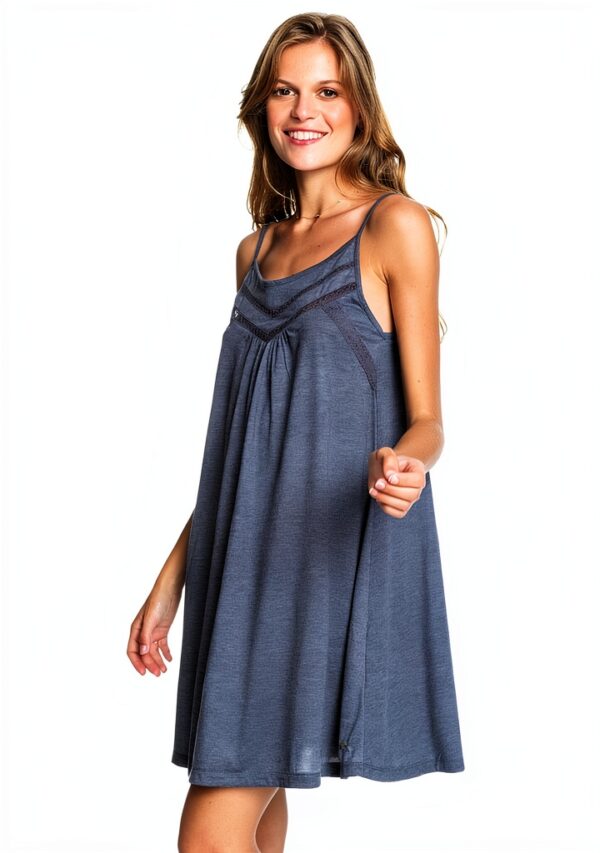 Roxy Damenkleid ärmellos Rundhalsausschnitt bestickt-0