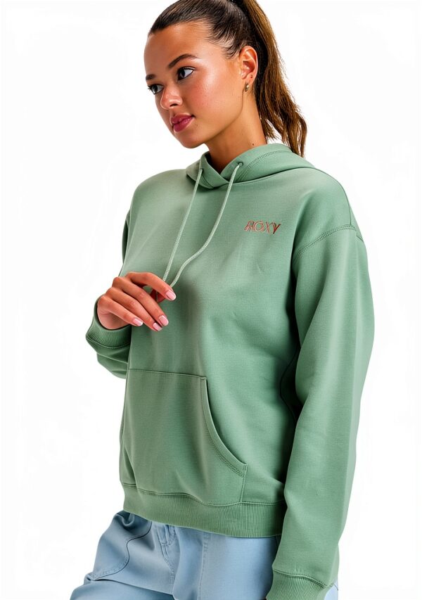 Roxy Damen Fleece Kapuzenpullover warm bequem Grün Egret-2