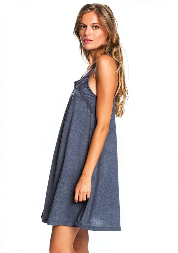 Roxy Damenkleid ärmellos Rundhalsausschnitt bestickt-2